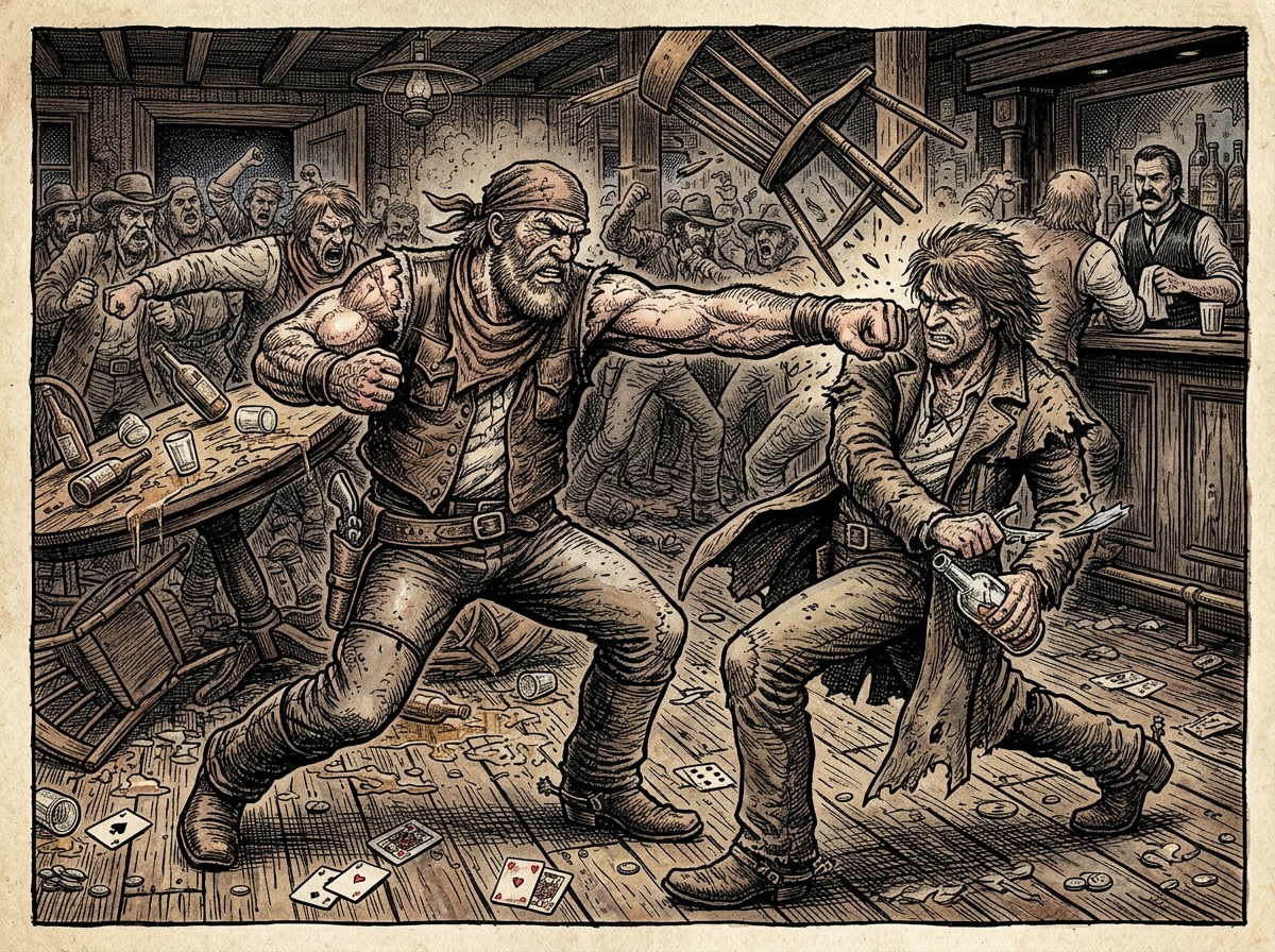 Saloon fist brawl