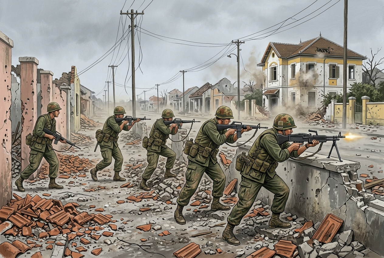 Hue City Marines Crossing Rubble Street